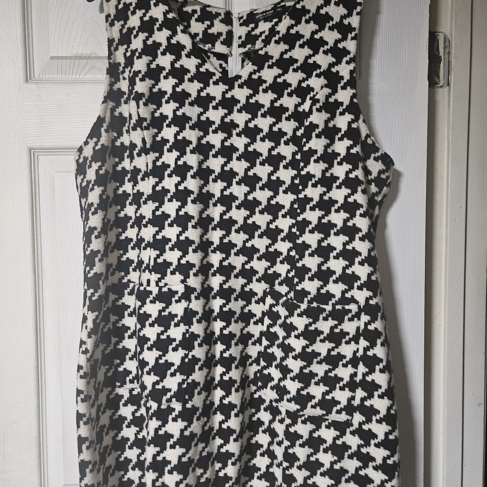 SHEIN Black and White Houndstooth Mini Dress